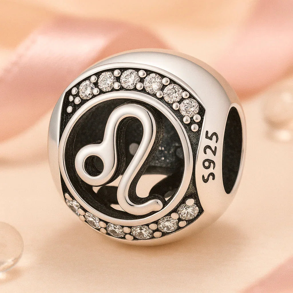 Armband / Charm aus 925er Sterling-Silber, mit Motiv Sternzeichen, Kugel, 1,2cm