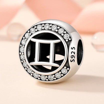 Armband / Charm aus 925er Sterling-Silber, mit Motiv Sternzeichen, Kugel, 1,2cm