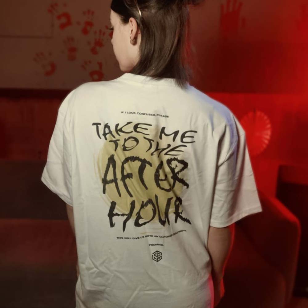 Take Me To The Afterhour T-Shirt (oversized, unisex, white)