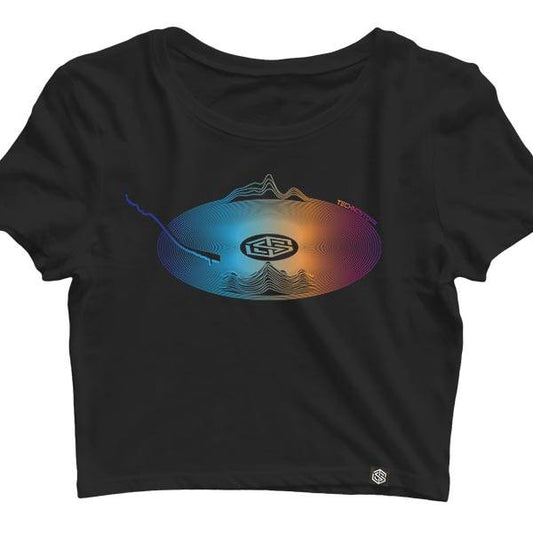 Techno Scratch Crop Top (schwarz)