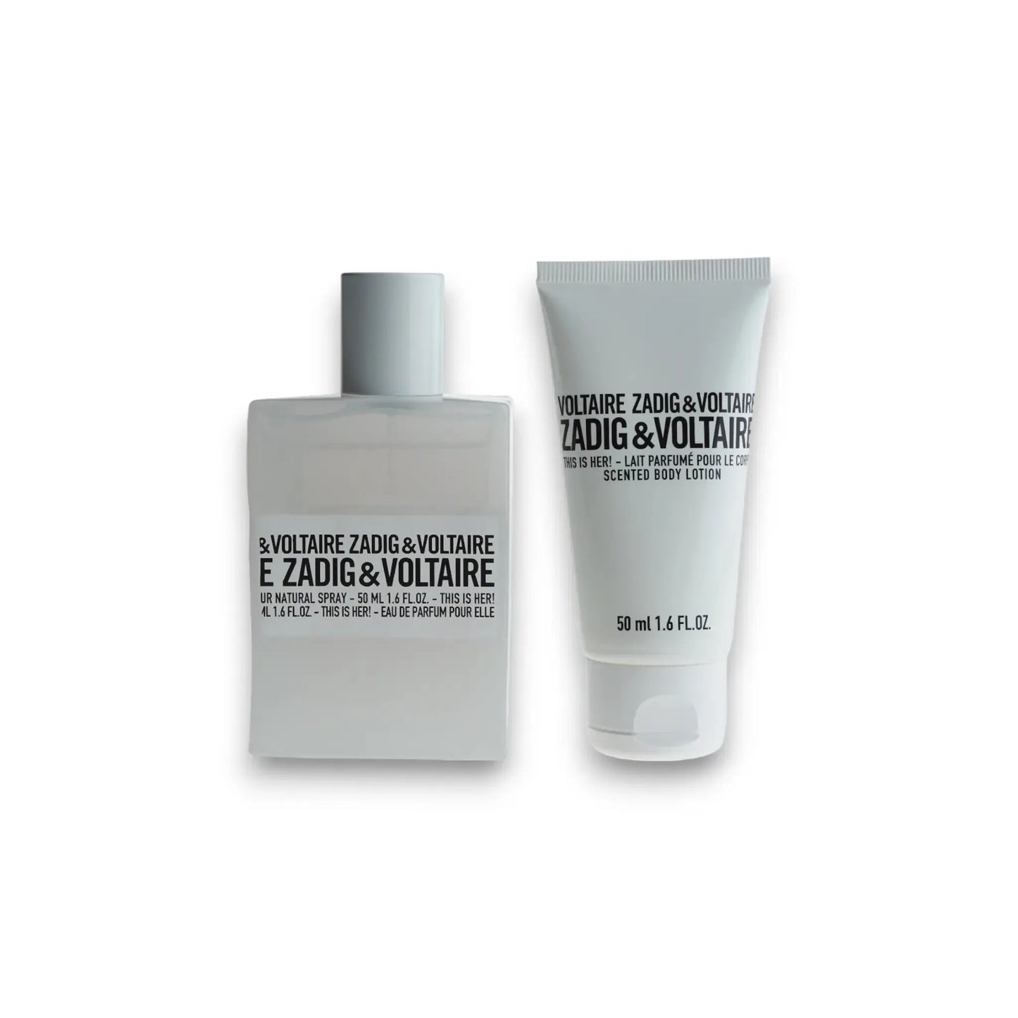 Zadig & Voltaire Duftset mit 50 ml Eau de Parfum und 50 ml Bodylotion, weißes Design