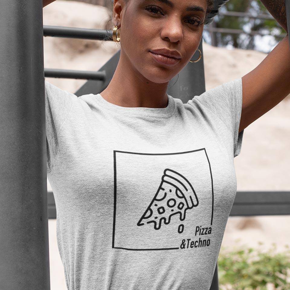 Pizza & Techno T-Shirt (schwarz oder weiß / Frauen)