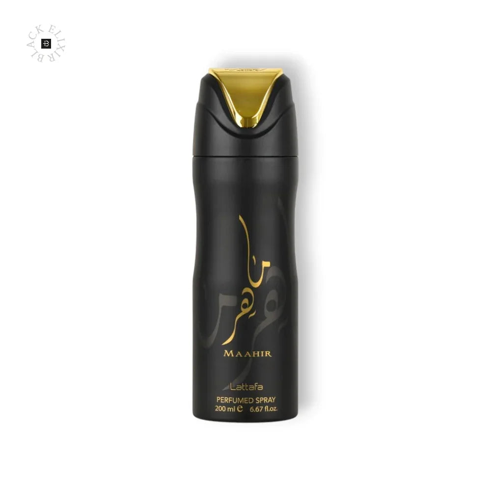 Lattafa Maahir Deo Spray - BLACK ELIXIR - Maison de Parfum