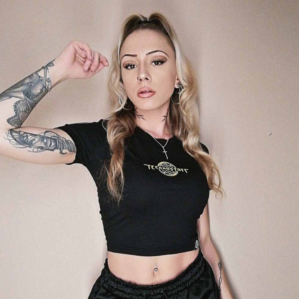 Worldwide Crop Top (schwarz)