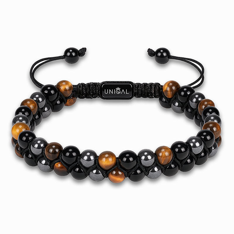ARMBAND HÄMATIT & TIGERAUGE & ONYX 6MM
